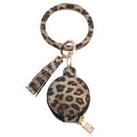 leopard keychain bracelet wristlet with bag tassel pendant for women girls car keychain charms fashion jewelry gifts 2022 trendy