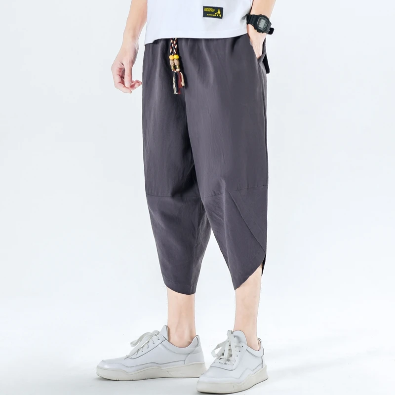 

Pants Men Men's Wide Crotch Harem Pants Loose Large Cropped Trousers Wide-legged Bloomers Bermuda Masculina Male Pants