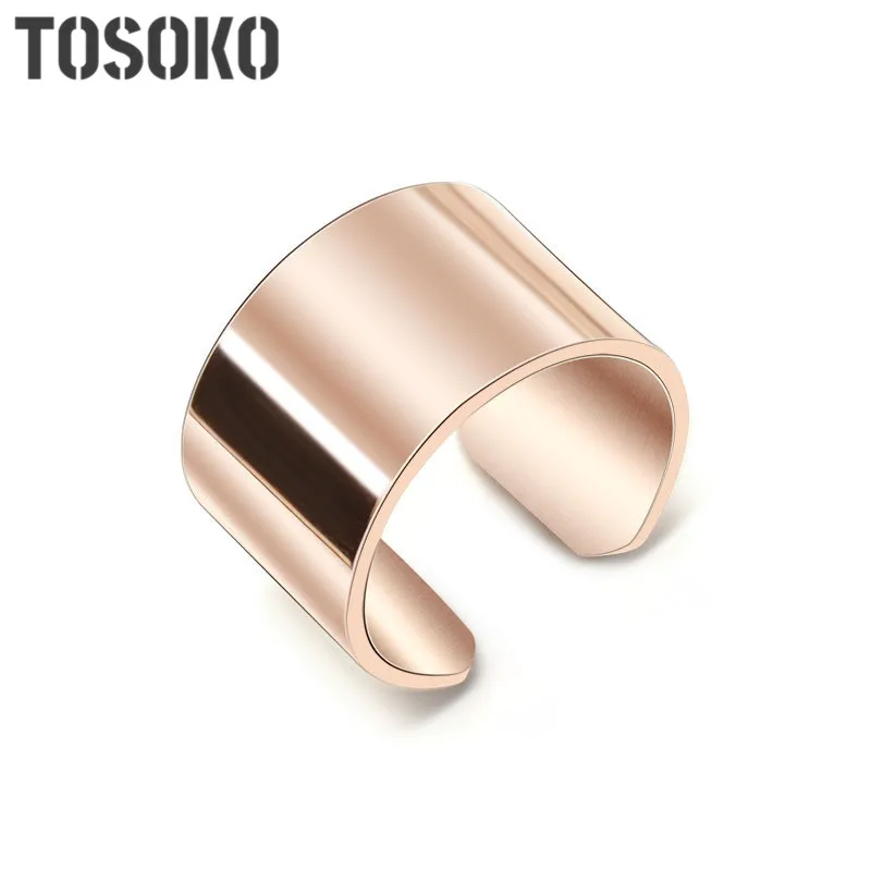 

New Stainless Steel Jewelry Wide Flat Simple Open Ring Fashion Ring For Women BSA006