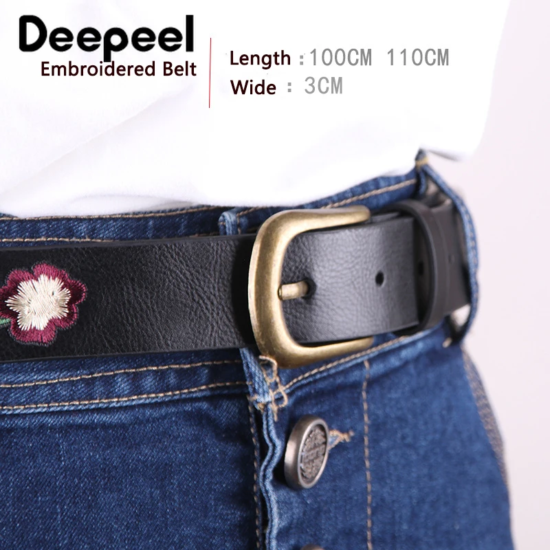 Deepeel 1 шт. 3 см * 100-110 женский классический ремень с вышивкой и пряжкой декоративный