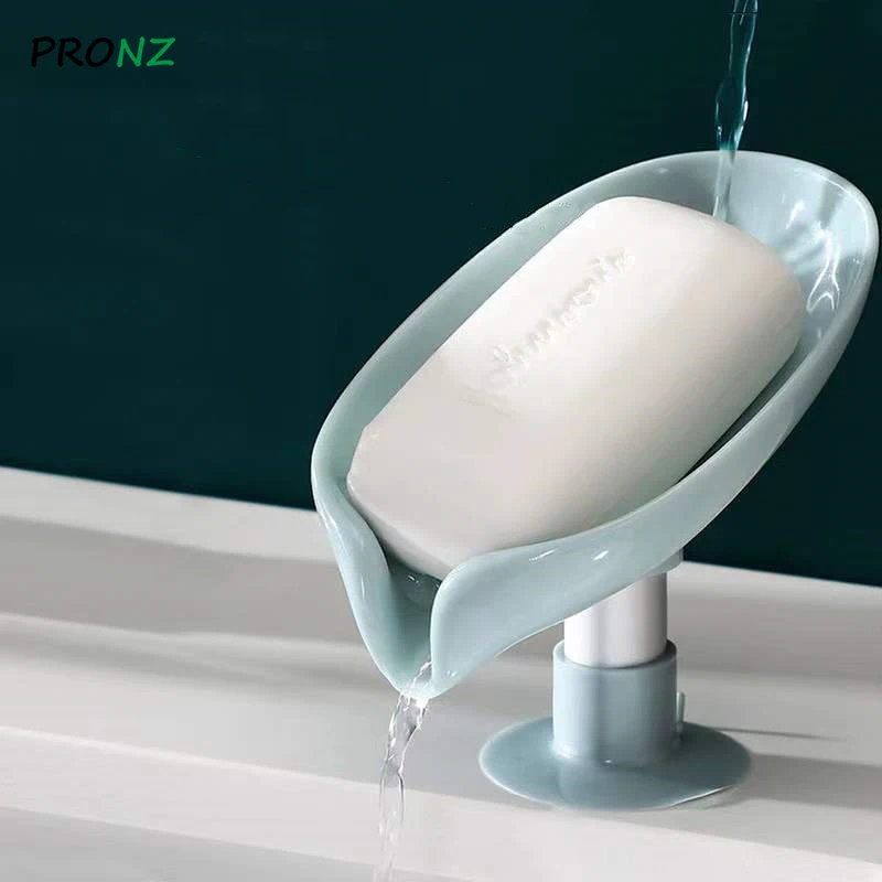 

Leaf Shape Soap Box Drain Soap Holder Box Bathroom Shower Soap Holder Sponge Storage Tray Creative Sucker Storage Box