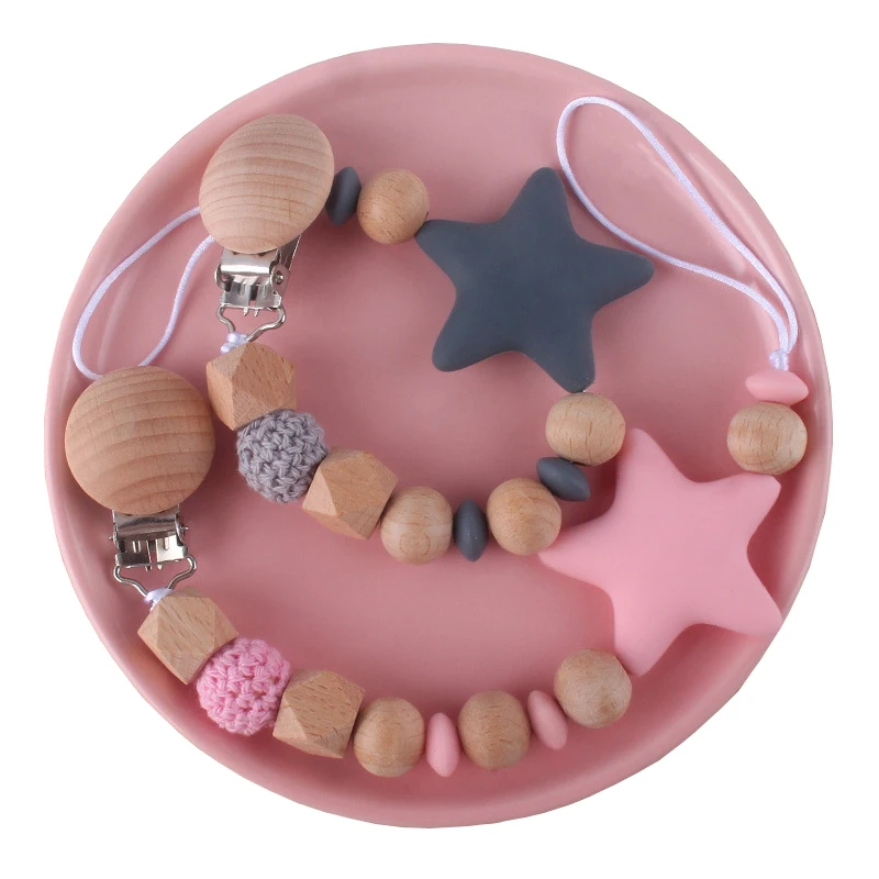 

1pc Wood Silicone Baby Pacifier Clips Infant Pacifier Clip Chain BPA Free Dummy Clips Nursing Nipple Holder Baby Shower Gift New