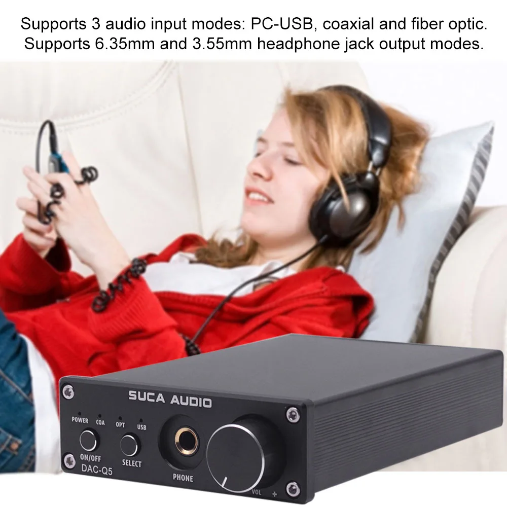 Портативный SUCA DAC-Q5 наушников цифровой аудио усилитель HiFi оптический аудио/коаксиальный/USB DAC Q5 декодер с усилителем декодер DAC