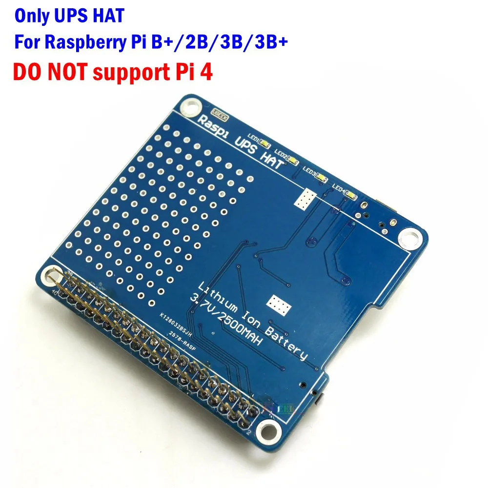 UPS HAT only UGEEK UPS шляпа с батареей для Pi 3 Модель B/3B+/3A+/2B/Raspberry 4 | Pi адаптер батареи | источник питания | Зарядка во время работы Pi - Цвет: UPS HAT only