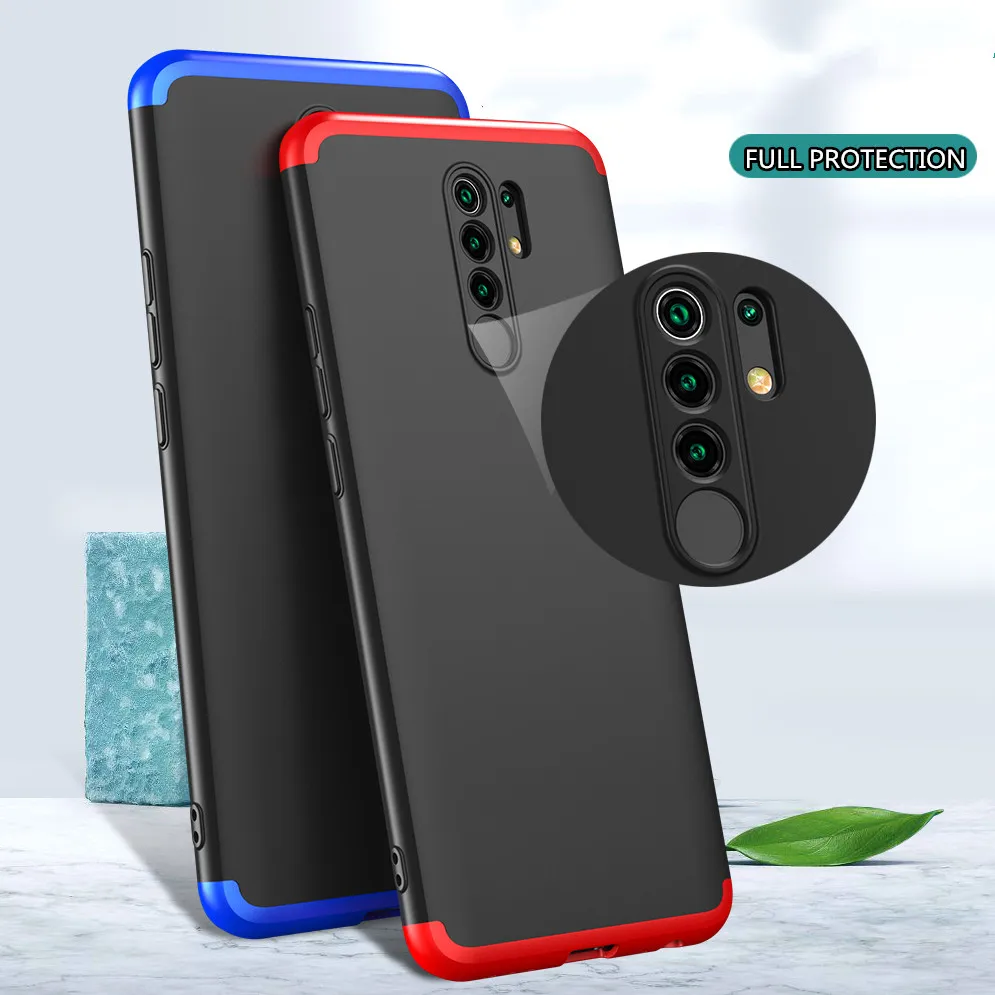 Чехол для Xiaomi Redmi 9 360 полная защита чехол 3 в 1 Матовый Жесткий Пластиковый Задний