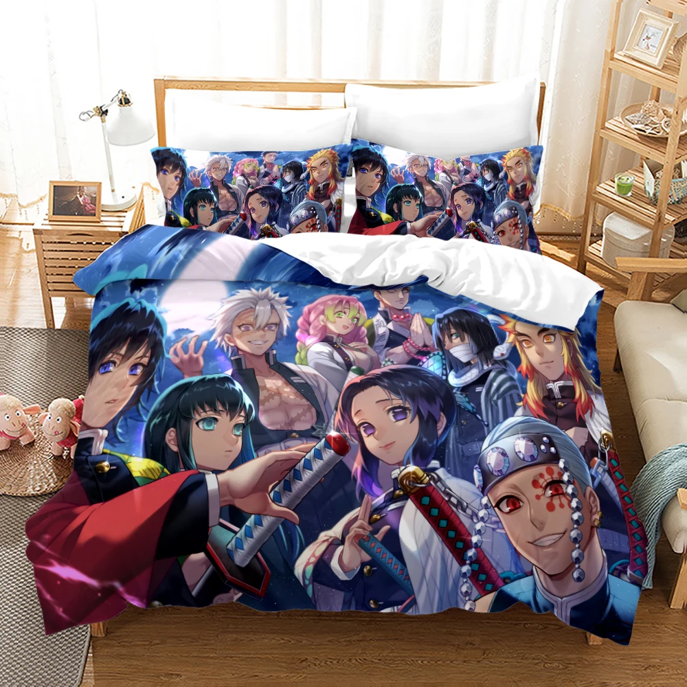 

Demon Slayer Bedding Set Single Twin Full Queen King Size Demon Slayer Bed Set Kid Kid Bedroom Duvetcover Sets 3D Print 038