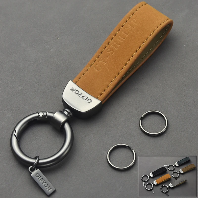 

Universal Zinc Alloy+Leather Car Keychain Business Gift Leather Key Chain Men Women Key Strap Waist Wallet KeyChains Keyrings