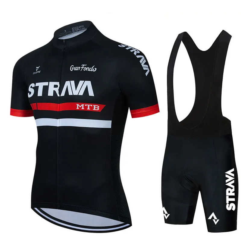 

Комплект одежды STRAVA мужской для велоспорта, черный велокостюм из Джерси с коротким рукавом, одежда для горных велосипедов, 2021