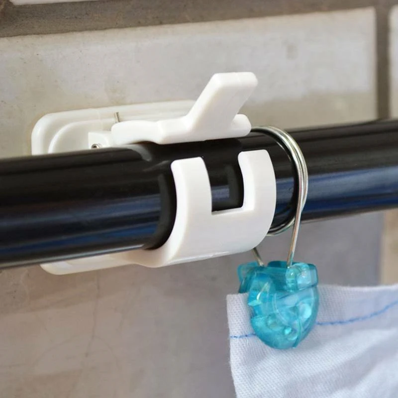 

2 curtain shower curtain fixing clip adjustable rod bracket without nails wall hanging magic wand curtain rod end clip
