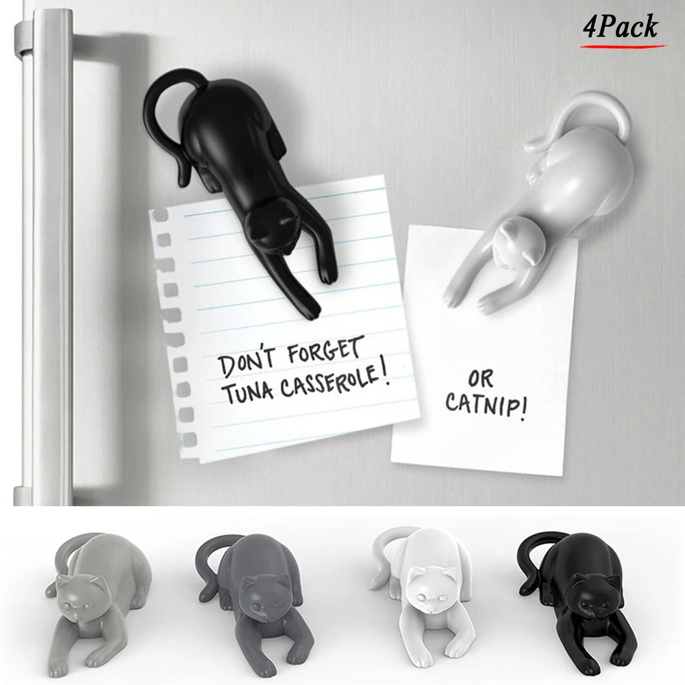 

4Pcs/Set Cute Cartoon Cat Refrigerator Paste Magnets Creative Kitchen Gadget, Home Decoration Animal Gift Refrigerator Stickers