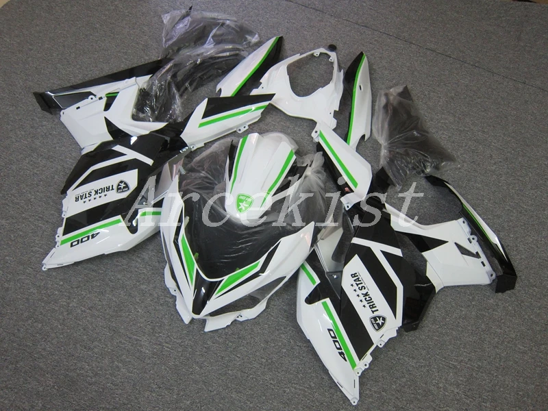 

Новый комплект обтекателей из АБС-пластика, подходит для Kawasaki Ninja400 Ninja 400 2018 2019 2020 18 19 20, кузов белого цвета