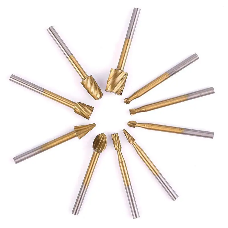 10 шт. HSS Routing Router набор шлифовальных бит Burr Speed Kit для резьбы по дереву|Детали
