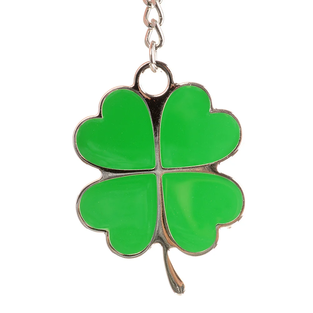 

Hot Sale Creative Green Color Four-leaf Clover Fortune Keychain Key Chain Ring Pendant Bag Accessories Girls Cute Keyring Gifts