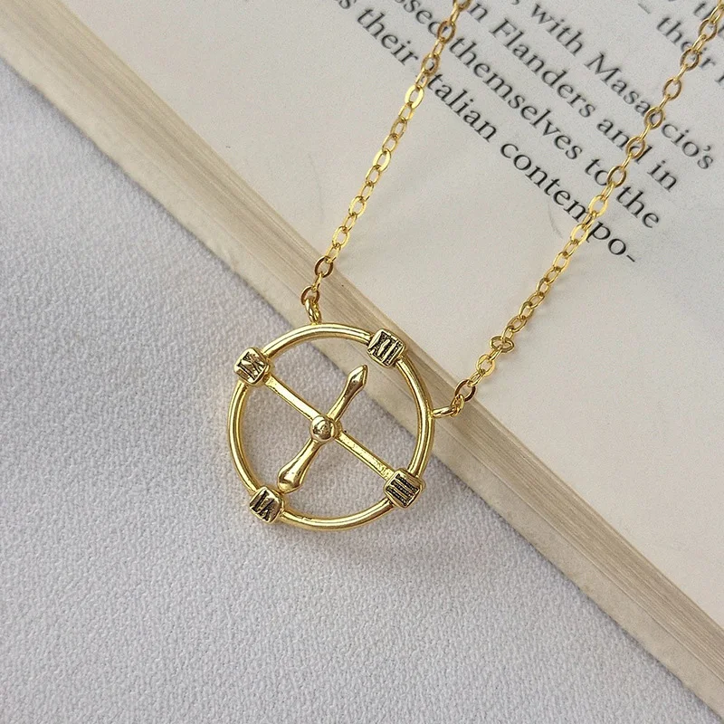 

WTLTC 925 Sterling Sliver Hollow Chokers Necklace for Women Simple Cross Circle Layered Necklaces Dainty Link Pendant Choker