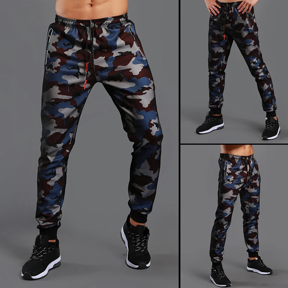 

Men Camo Ankle Tie Drawstring Pockets Fitness Running Sports Pants Sweatpants men clothing streetwear joggers men
