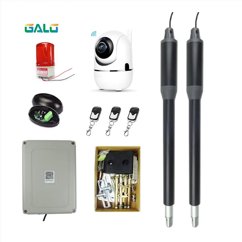 kit o Автоматические Распашные Ворота привод открывания двери с 1080P wifi Предупреждение ющий Светильник ИК Фотоэлемент датчик 3 шт. пульт дистанционного управления полный комплект - Цвет: kit o
