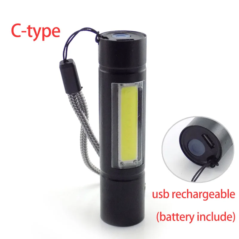 C Мини Мощный 2 светодиодный светильник-вспышка COB Q5 USB Перезаряжаемый светодиодный светильник фонарь лампа для рыбалки Кемпинг linternas - Испускаемый цвет: C