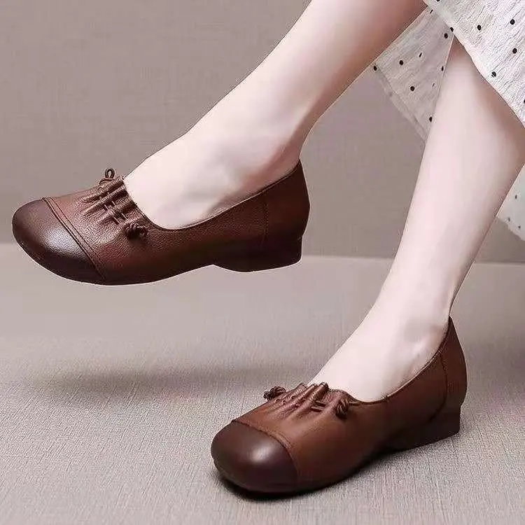 

Fashion Women's Shoes Autumn 2021 New Women's Flat Shoes High Quality Leather Low Heel Casual Walking Shoes Low Upper Shoes