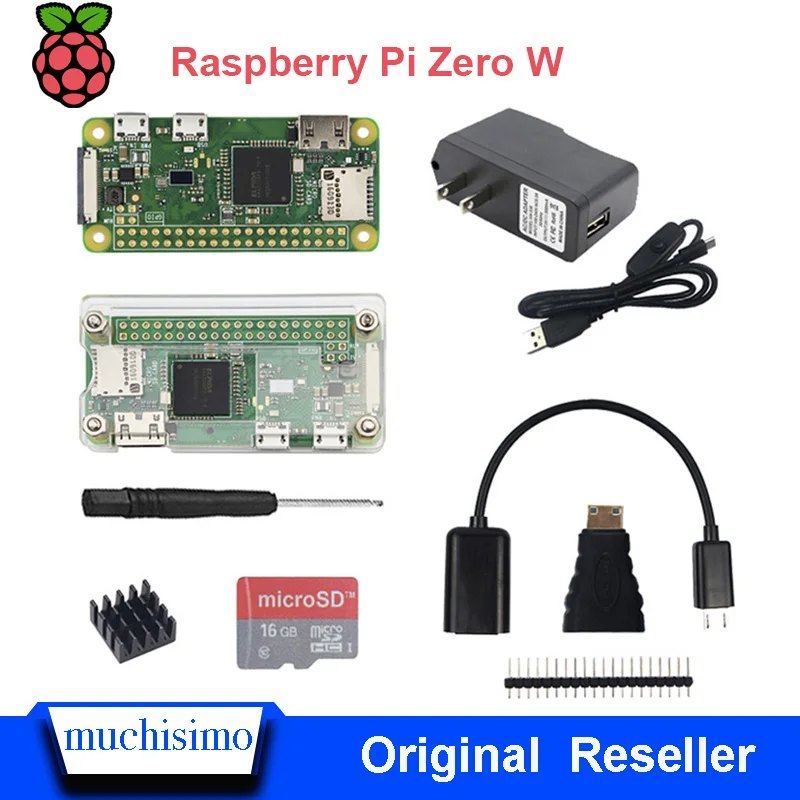 Оригинальный Raspberry Pi Zero W беспроводной стартовый комплект с адаптером питания