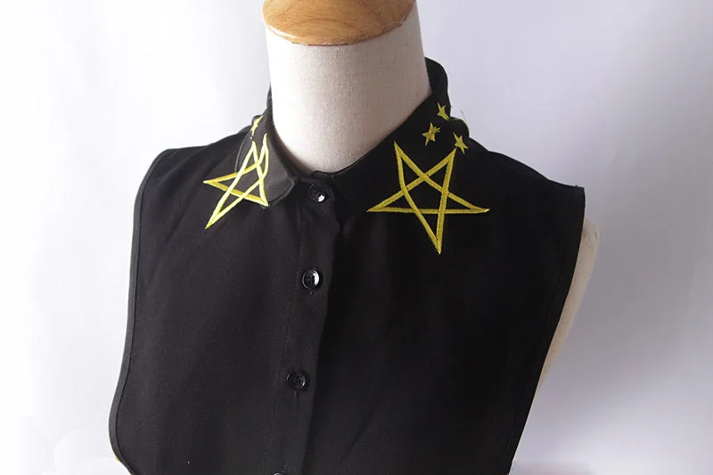 

Linbaiway Women Shirt Fake Collar Tie Embroidery Necklace Removable Detachable Collar False Blouse Lapel Top Clothes Accessories