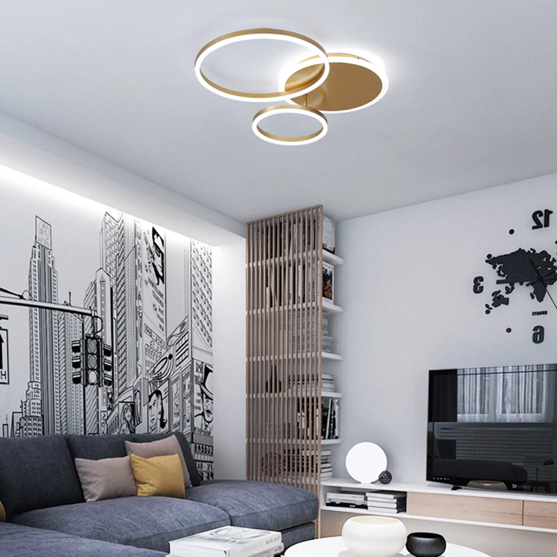 $70.00 Modern Led Circle Rings Ceiling Lights For living Room Bedroom Study Room Ceiling Lamp White/Brown/Black/Gold Color 90-260V