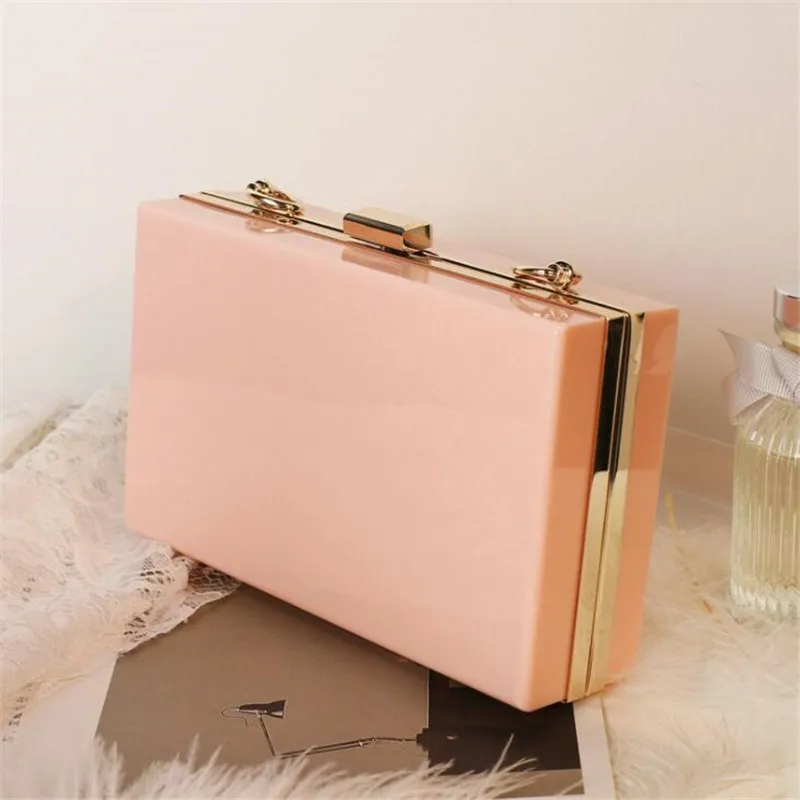 

New Acrylic Transparent Women Clutch Bag Chain Women Messenger Bag Evening Bag Handbag Chain Shoulder Bag