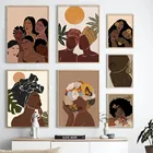 Африканская темнокожая девушка иллюстрация Абстрактная живопись на холсте скандинавские постеры и принты настенные картины для гостиной домашний декор