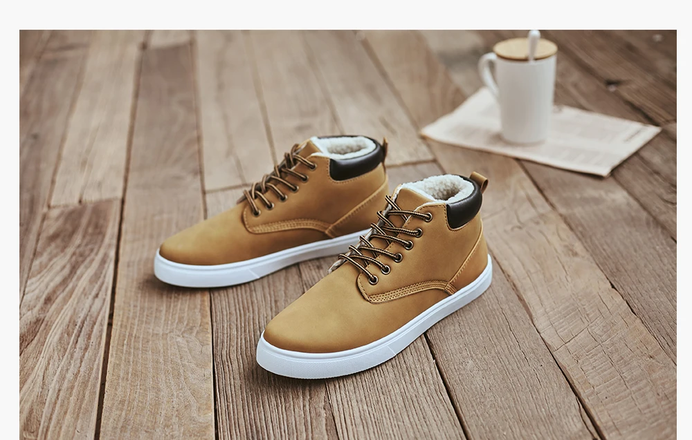 Men Warm Boots Man Winter Snow Boots Men Brand Fur Warm Ankle Botas hombre Male Casual Lace-up Luxury Leahter Men's Boots