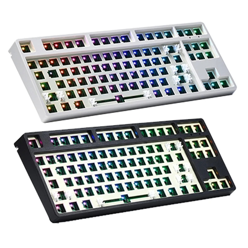 

2022 New 87 Key Mechanical Keyboard Kit 100% Hot Swappable Programmable Wired BT 2.4G USB