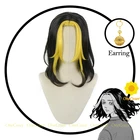 Парик для косплея ханемия казутора из аниме Токио, термостойкие волосы с длинными волосами черного, желтого цветов, с шапочкой