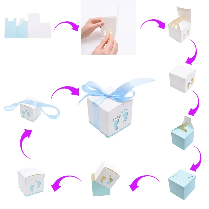 

10Pcs Baby Theme Candy Cookies Boxes for Baby Shower Gender Reveal Boy/Girls Party Gift Packging Paper Box for Guests