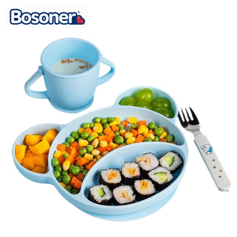 Силиконовая детская чаша набор для кормления водонепроницаемая силиконовая