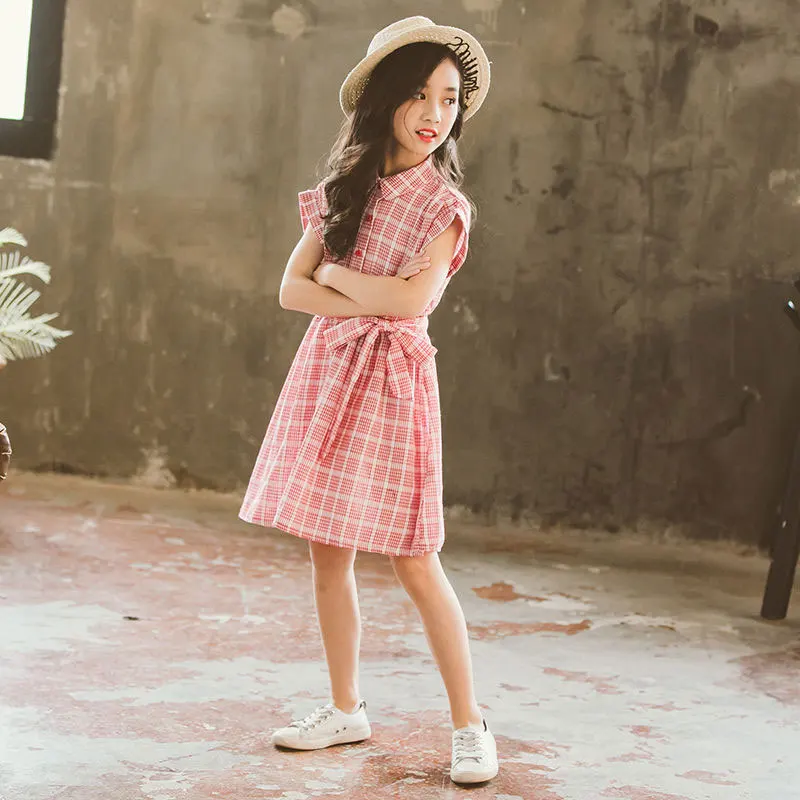 Детское Хлопковое платье в клетку на Возраст 4-14 лет | Детская одежда и обувь