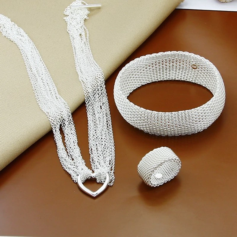 Комплект из колье и сердца серебра 925 пробы | Украшения аксессуары