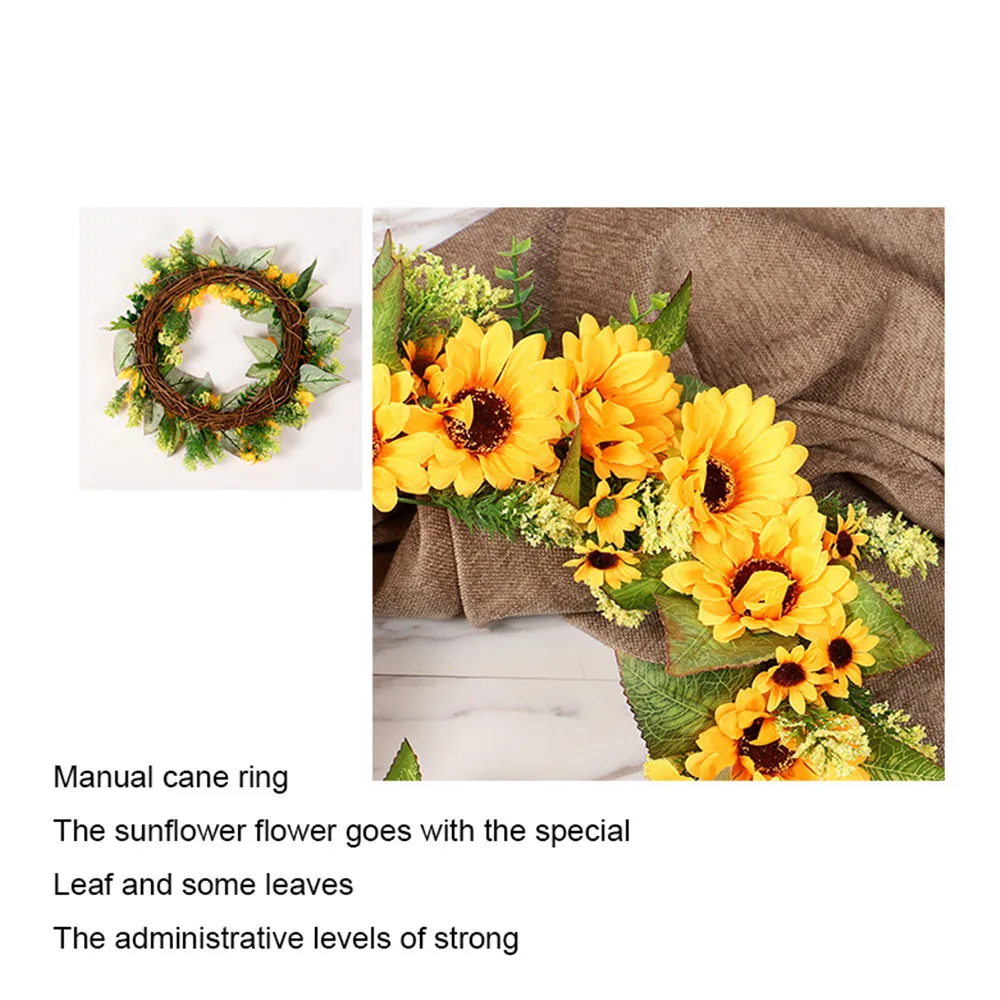 Искусственный подсолнух осенний венок Подсолнух Эвкалиптовый листья ротанга