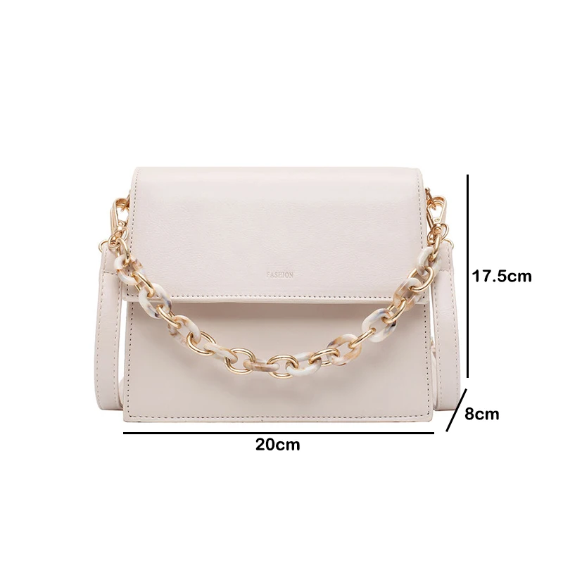 

Shoulder Crossbody Bag for Women Fashion Trend Chains Element Adjustable Shoulder Strap Messenger Bag Solid Color Square Handbag