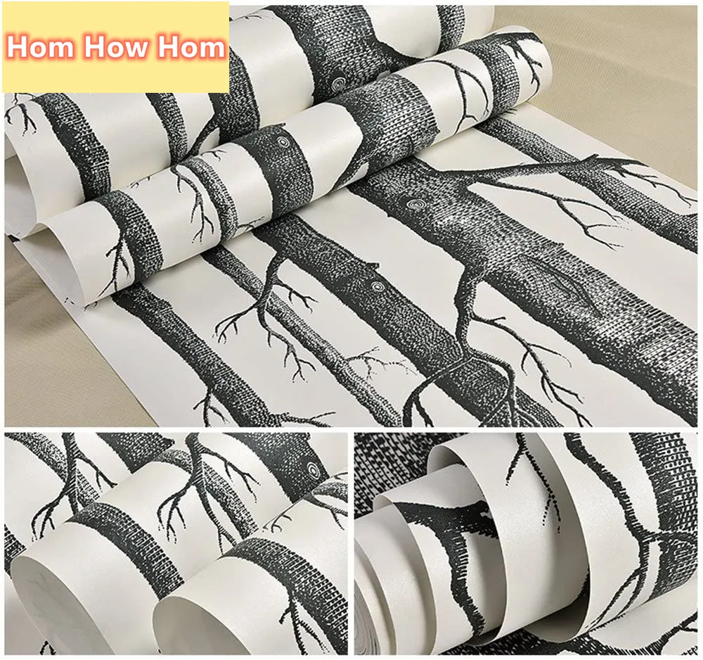 Домашнее деревянное настенное покрытие с березовым деревом черно белое для стен