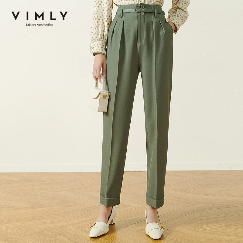 Брюки султанки Vimly женские с высокой талией Модные Узкие офисные штаны карандаш