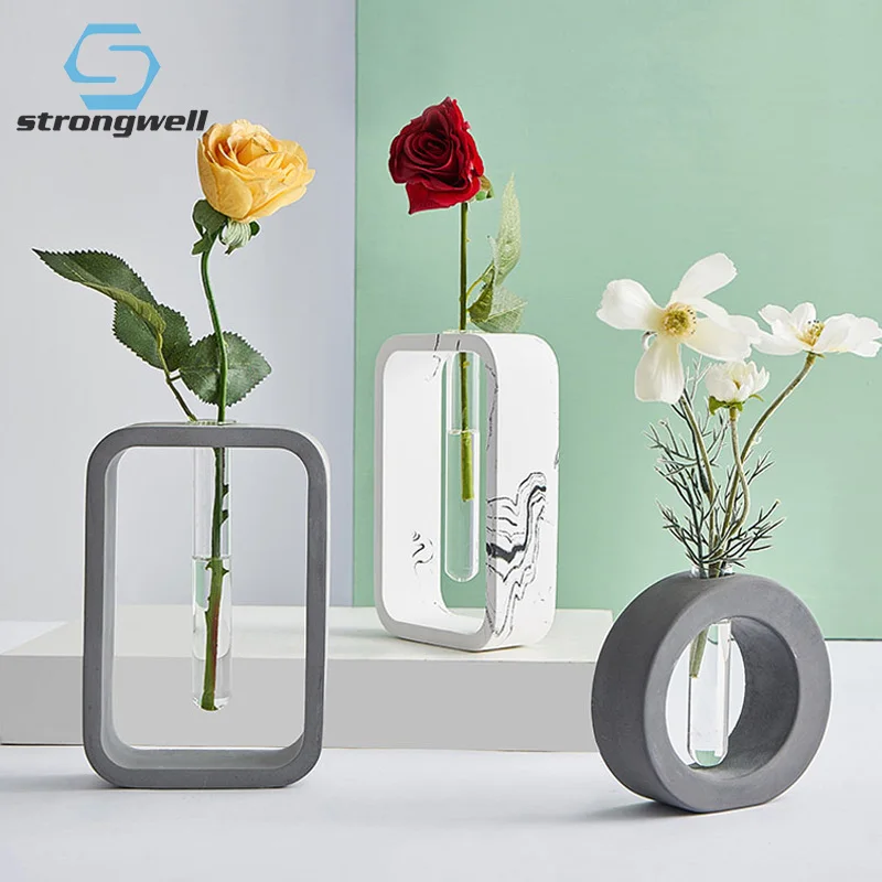 Strongwell Скандинавская 3D Современная Художественная твердая цементная ваза для