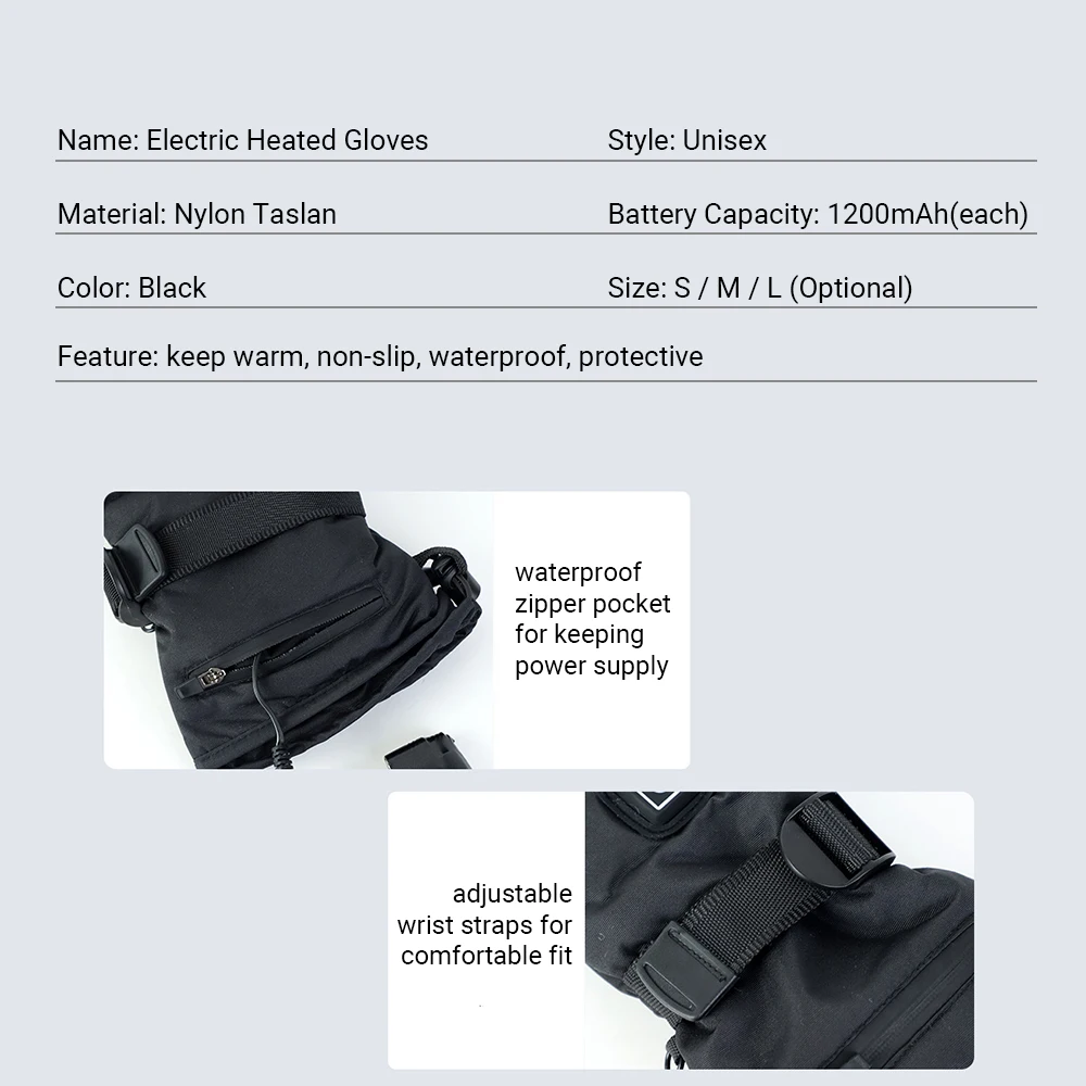 

Electric Warm Heated Gloves USB Heated Waterproof Gloves Insulated Mitts Regulate Outdoor Winter Sports Gloves Non-Slip Mittens