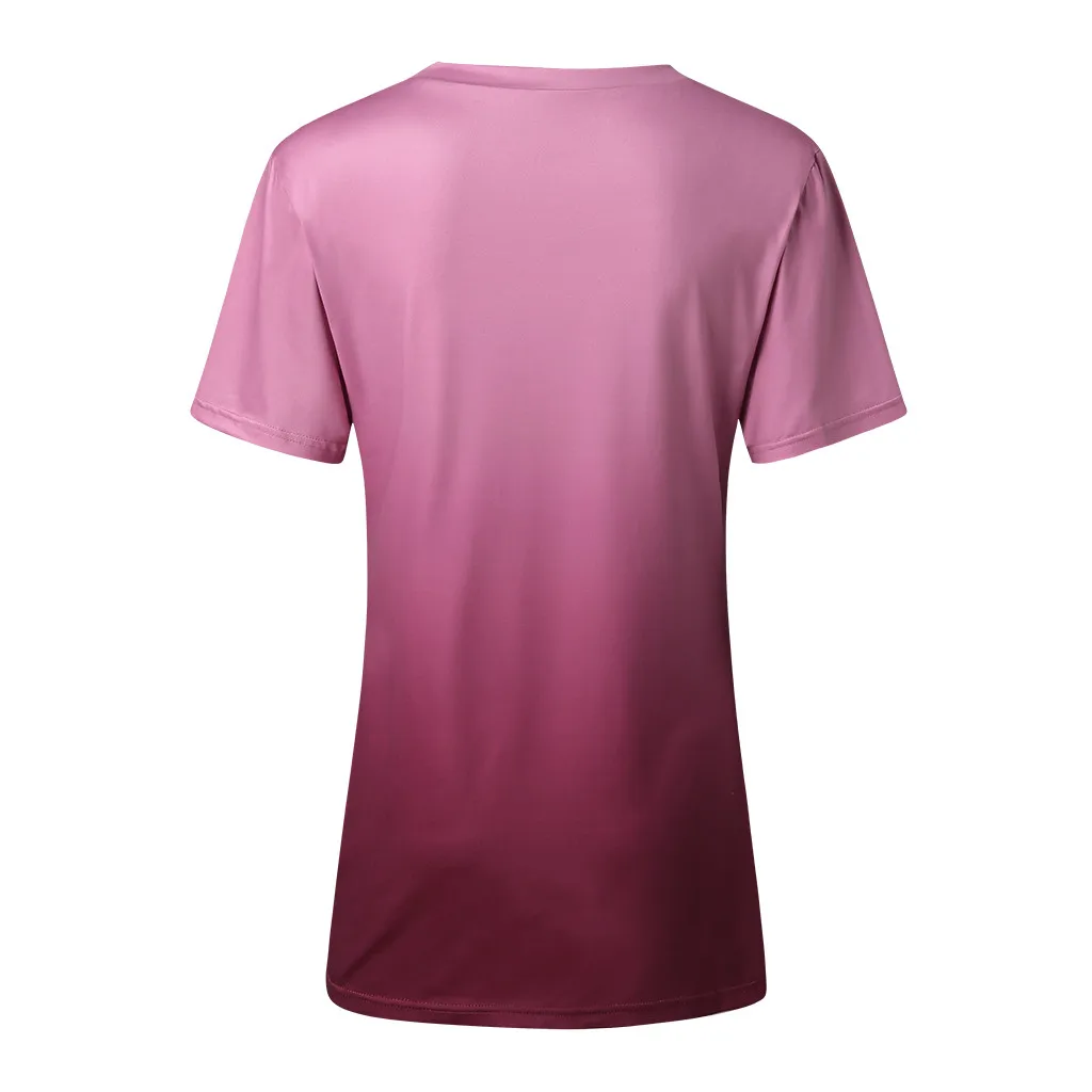 Градиентная женская блузка крученая свободная спереди короткий рукав пуловер