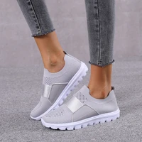 women casual shoes light sneakers breathable mesh autumn knitted vulcanized shoes outdoor slip on sock shoes plus size tennis
