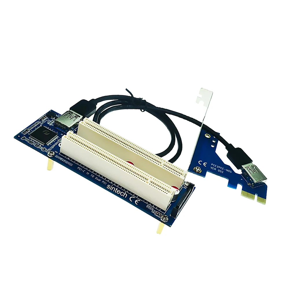 PCI-E Express X1 к двойной PCI Riser удлинительная карта адаптера с кабелем USB 3,0