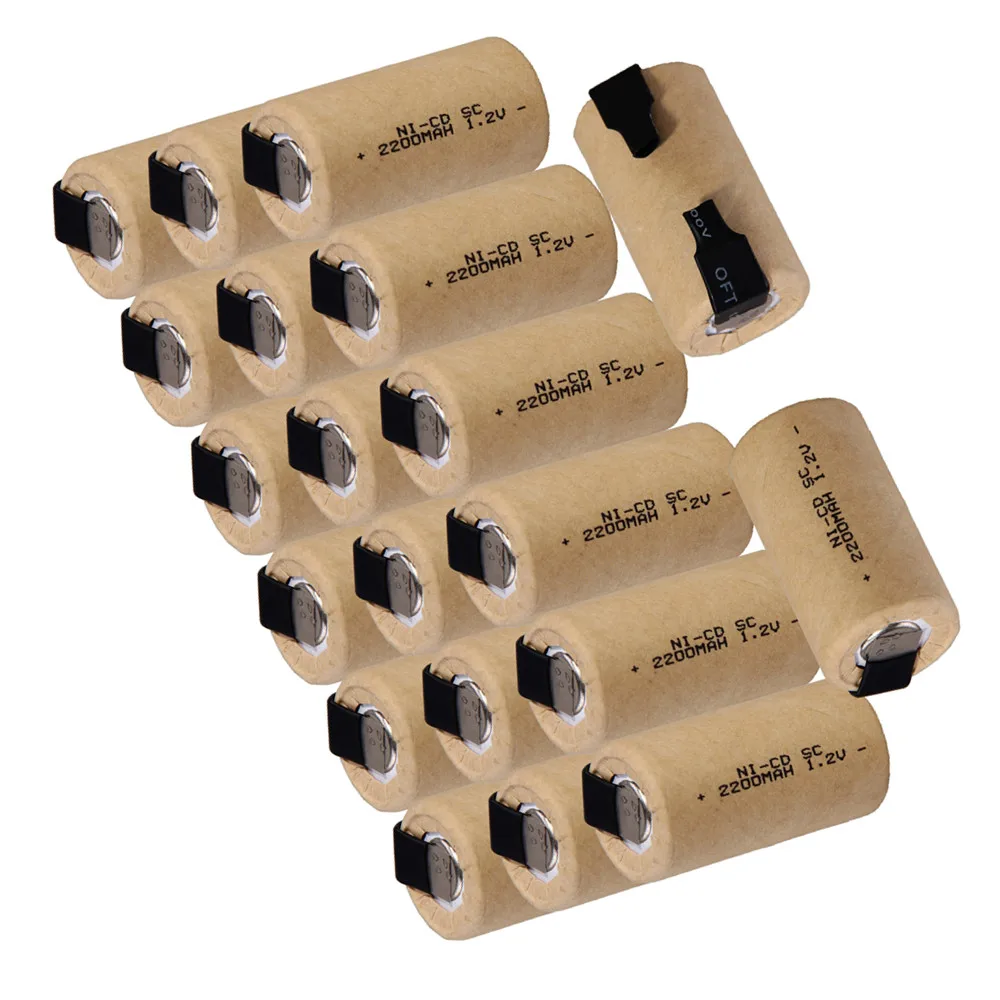 20 шт. SC 2200mah 1 2 v батарея для электрических отверток NICD перезаряжаемые батареи