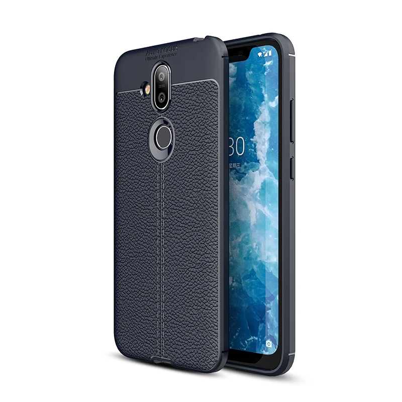 blue Роскошный силиконовый чехол-накладка из искусственной кожи для телефона Nokia 5 6 7 8. 1 9 7,1 6,1 plus 8,1x6x7, мягкий резиновый чехол s - Цвет: blue