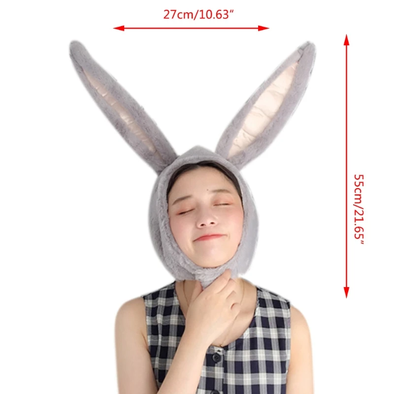 

Cute Plush Rabbit Hat Long Bunny Ears Hood Earflap Headgear Cosplay Photo Props 40JF