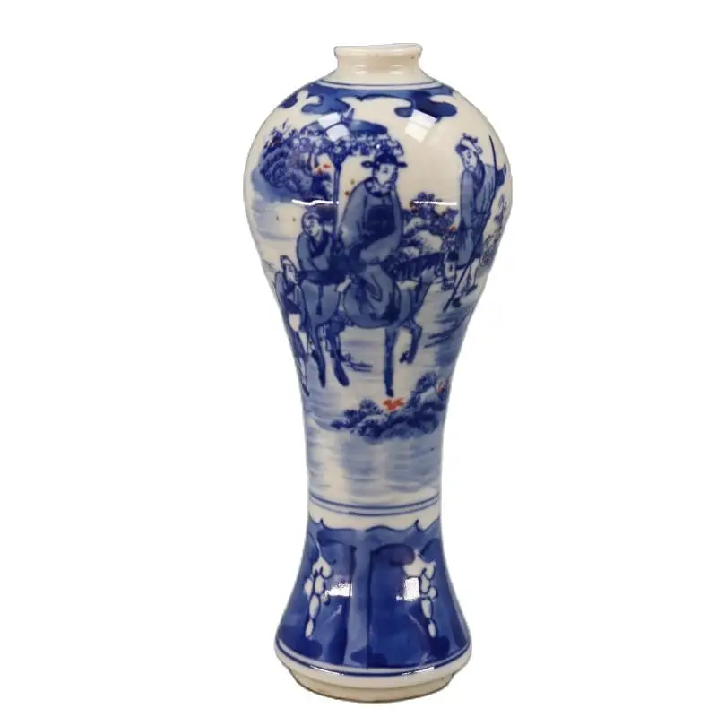 

Chinese Old Porcelain Vase Character Story Pattern Mei Bottle Vase