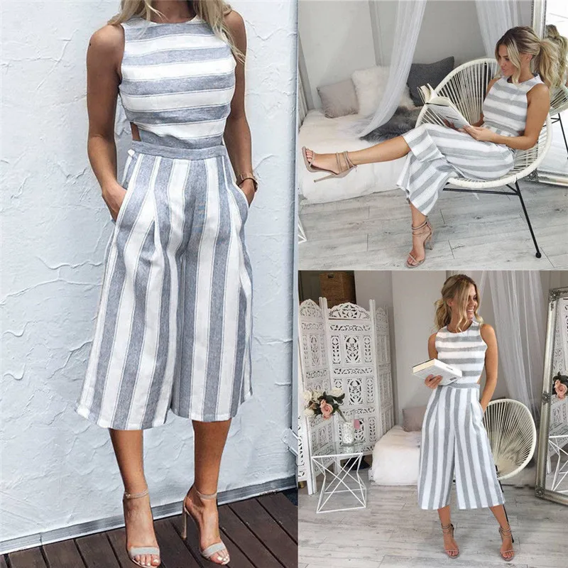 

New Striped Jumpsuit 2020 spring and autumn new women's clothing two-piece jumpsuit