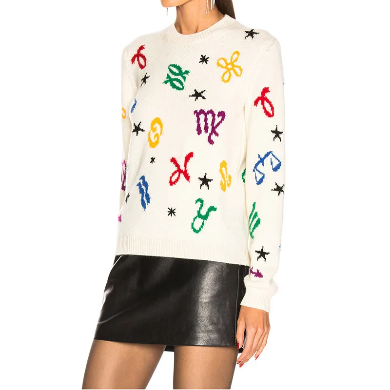 Женские свитера бежевого цвета Осень-зима 2019 женские и пуловеры с вышивкой