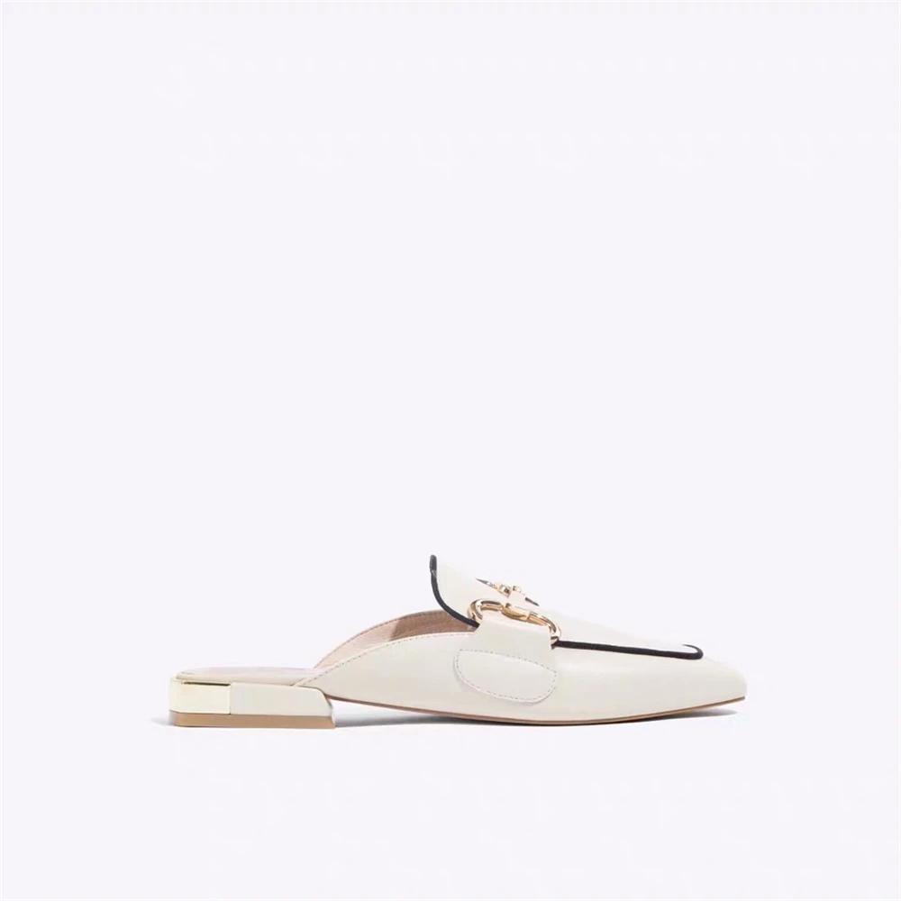 Junetxin Autumn Luxury Flats Mules Shoes Women Slippers 2019 Outdoor Slipper Brand Designer Genuine Leather | Обувь